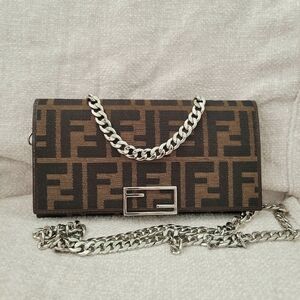 Fendi FF Zucca Pochette Wallet With Chain Mama Baguette
